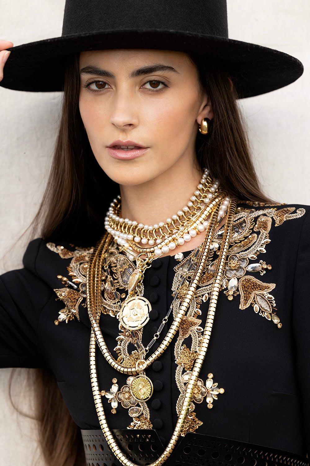 FOUNDRAE-Onyx Element Clock Weight Chain-YELLOW GOLD