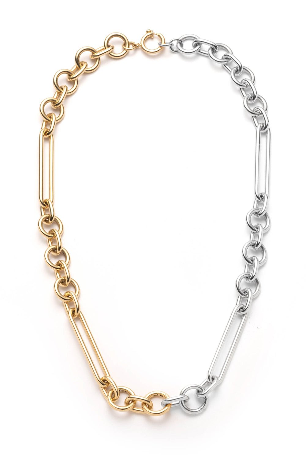 FOUNDRAE-Oversized Mixed Clip Chain Necklace-YELLOW GOLD