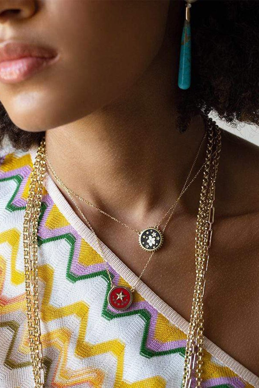 FOUNDRAE-Red Strength Pendant Necklace-YELLOW GOLD