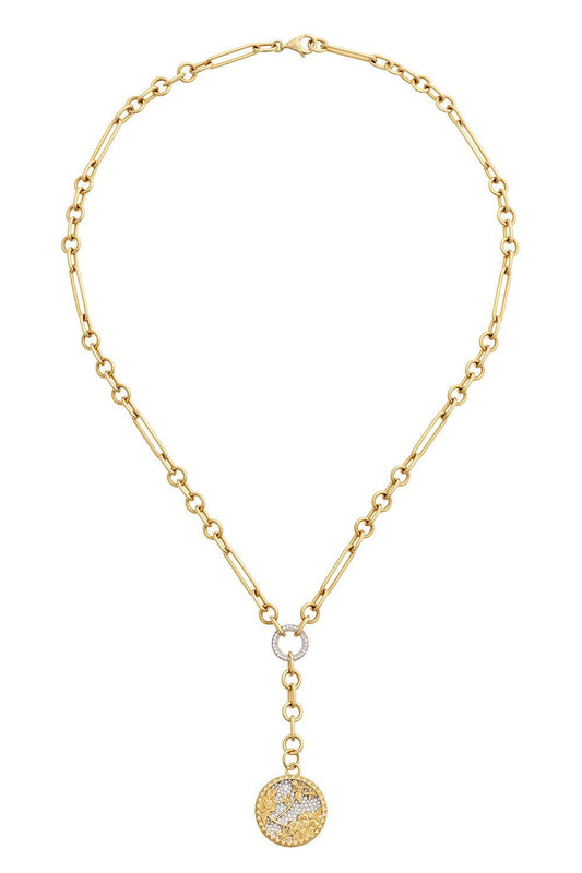 Resilience - Diamond Pavé Floral Screen Small Mixed Clip Extension Necklace-YELLOW GOLD-JEWELRYFINE JEWELNECKLACE O-FOUNDRAE
