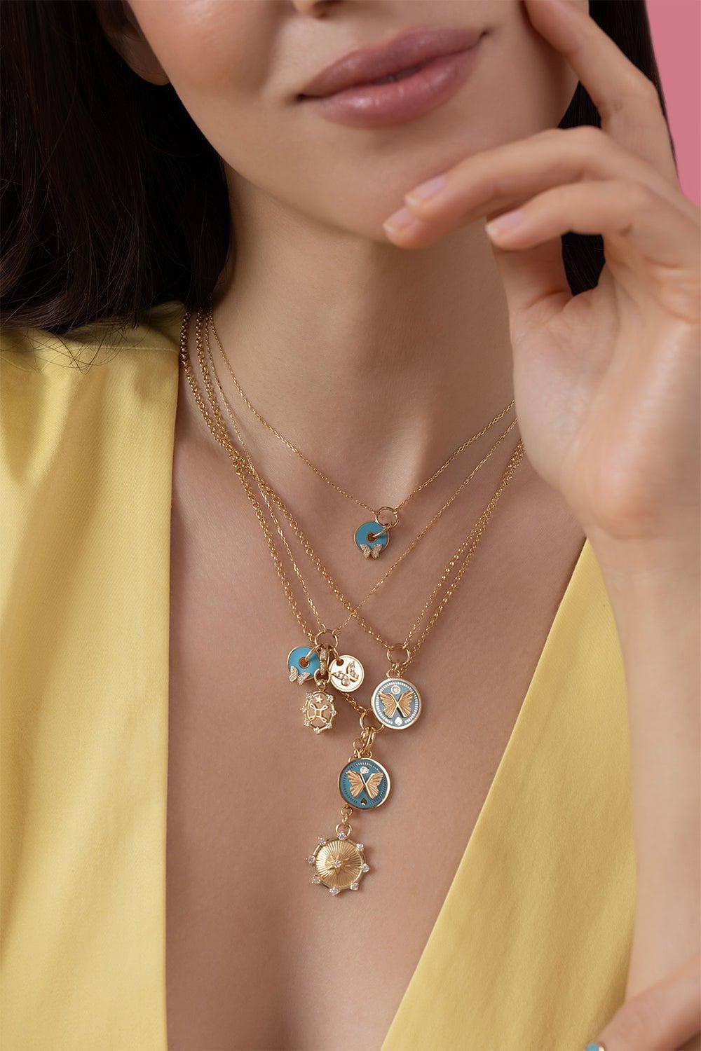 FOUNDRAE-Small Mixed Belcher Extension Necklace - True Love & Reverie-YELLOW GOLD