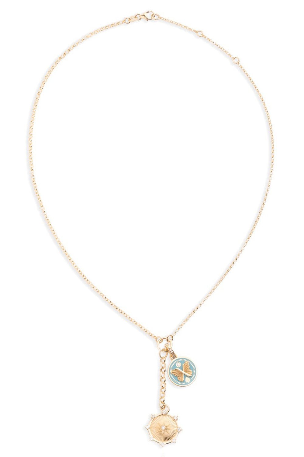 FOUNDRAE-Small Mixed Belcher Extension Necklace - True Love & Reverie-YELLOW GOLD