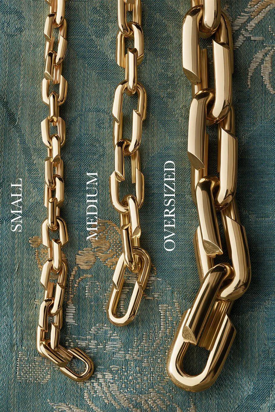 FOUNDRAE-Small Strong Hearts Link Chain Necklace-YELLOW GOLD