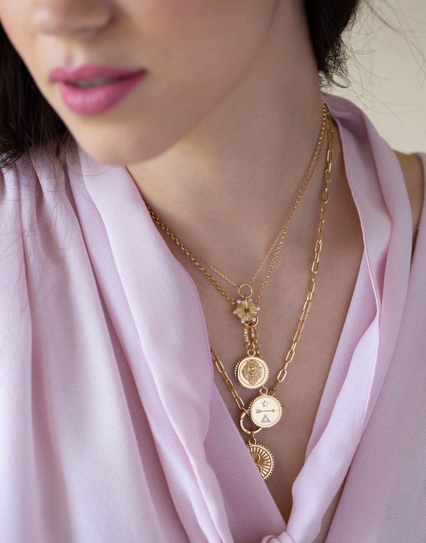 FOUNDRAE-Water Element Diamond Disk Necklace-YELLOW GOLD