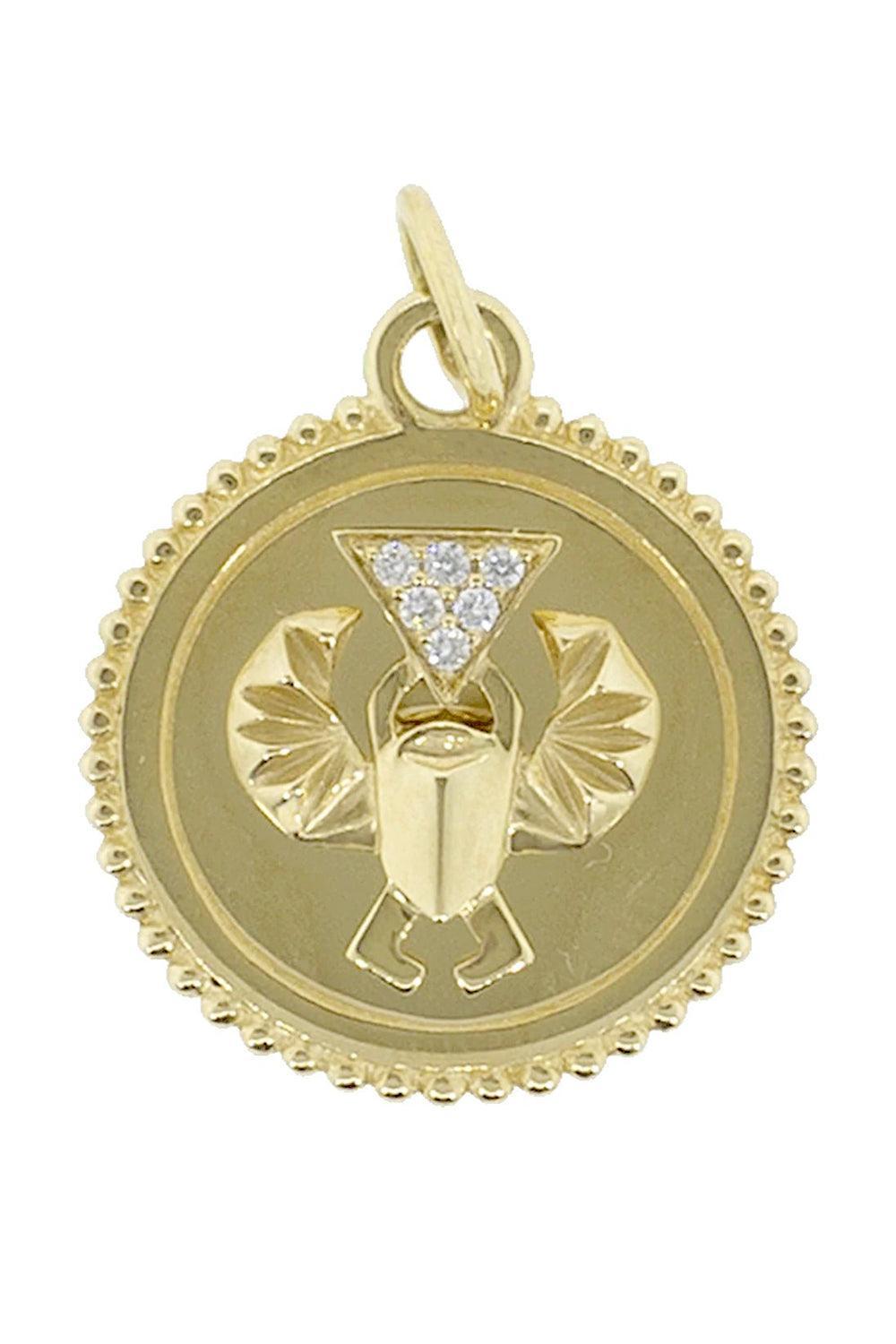 Small Protection Medallion Diamond Pendant-YELLOW GOLD-JEWELRYFINE JEWELPENDANT-FOUNDRAE