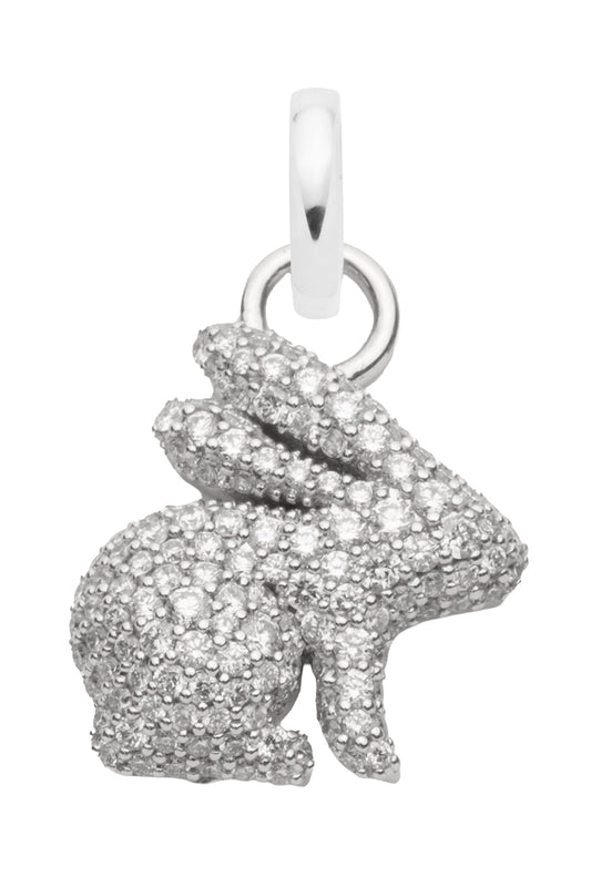 Diamond Pavé Snow Diamond Bunny Pendant-WHITE GOLD-JEWELRYFINE JEWELPENDANT-FOUNDRAE