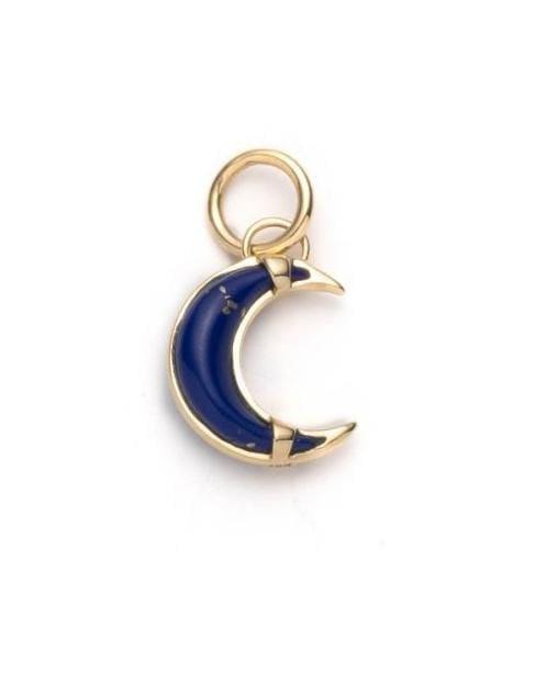 FOUNDRAE-Baby Lapis Crescent Pendant-YELLOW GOLD