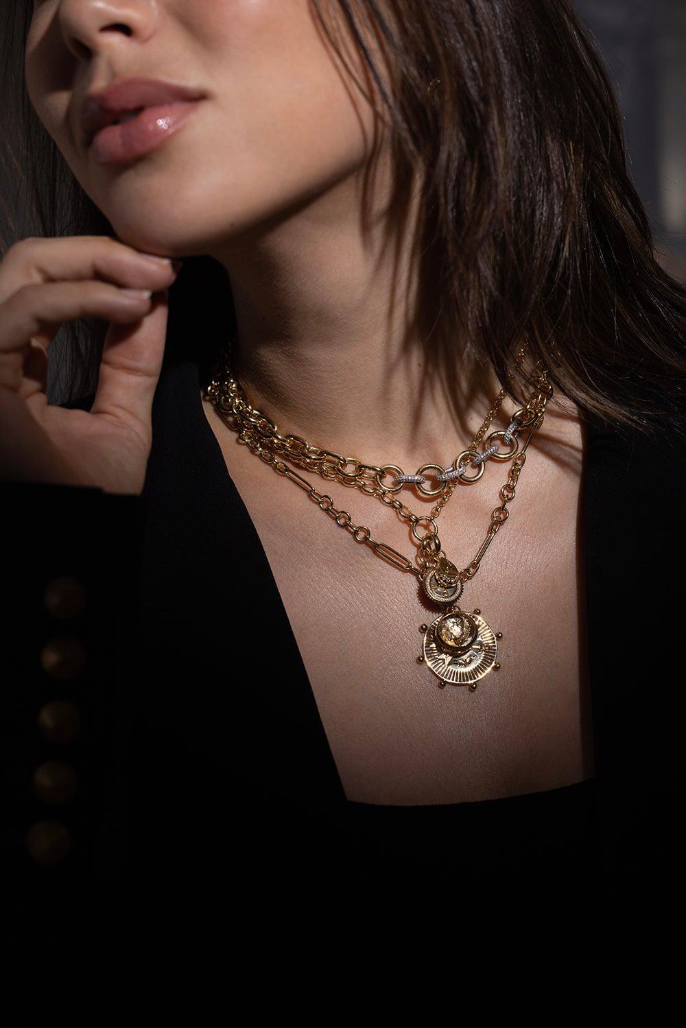 FOUNDRAE-Beloved With Wings We Fly Round Sealed Gemstone Medallion-YELLOW GOLD