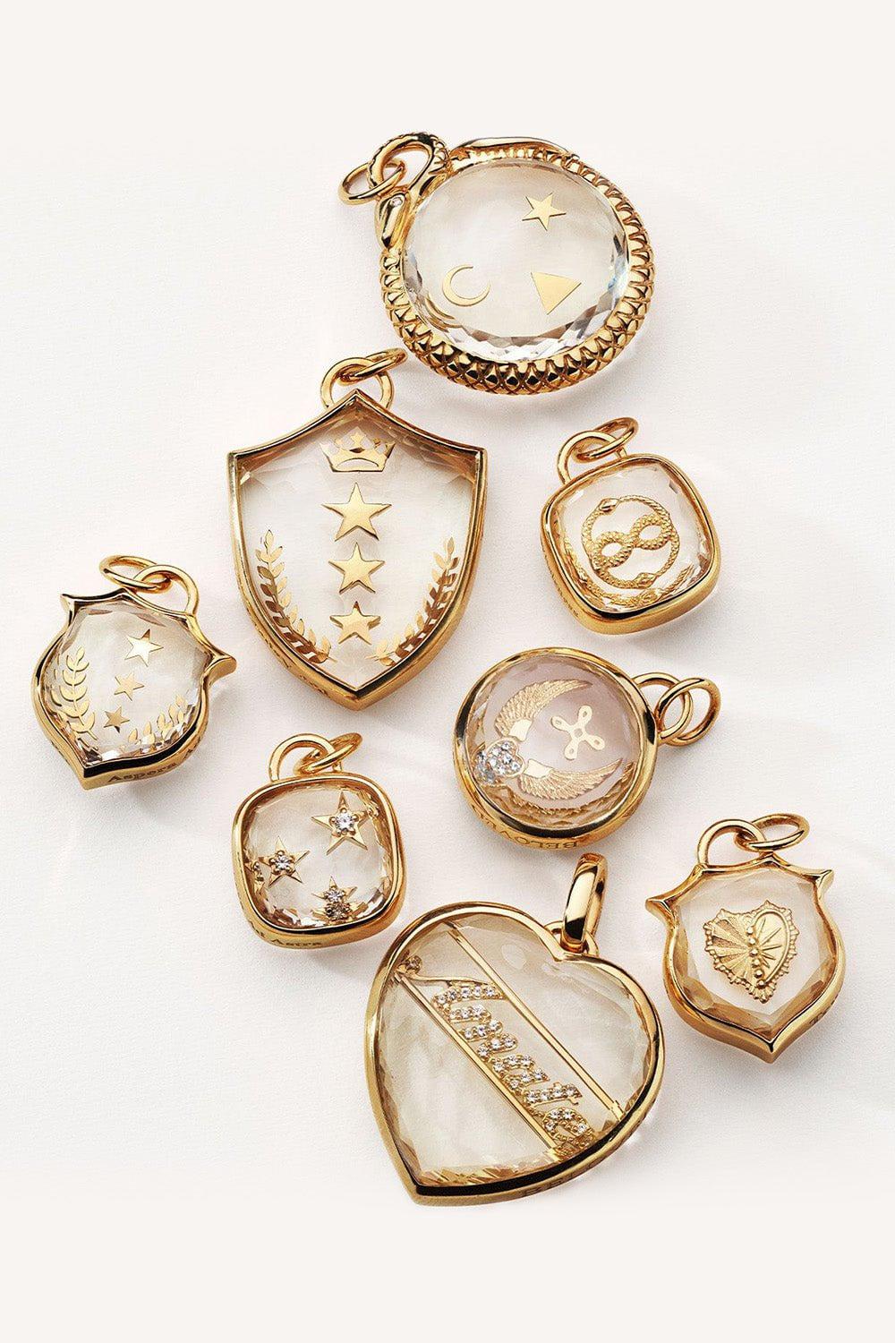 FOUNDRAE-Beloved With Wings We Fly Round Sealed Gemstone Medallion-YELLOW GOLD