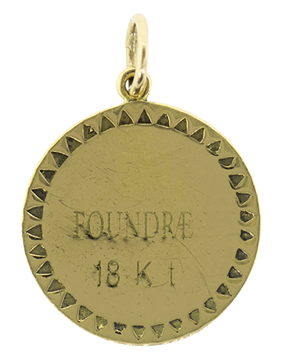 FOUNDRAE-Blue Enamel Champleve "A" Medallion-YELLOW GOLD