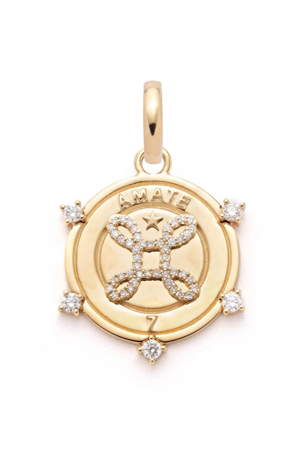 Diamond Amate Medium Medallion-YELLOW GOLD-JEWELRYFINE JEWELPENDANT-FOUNDRAE