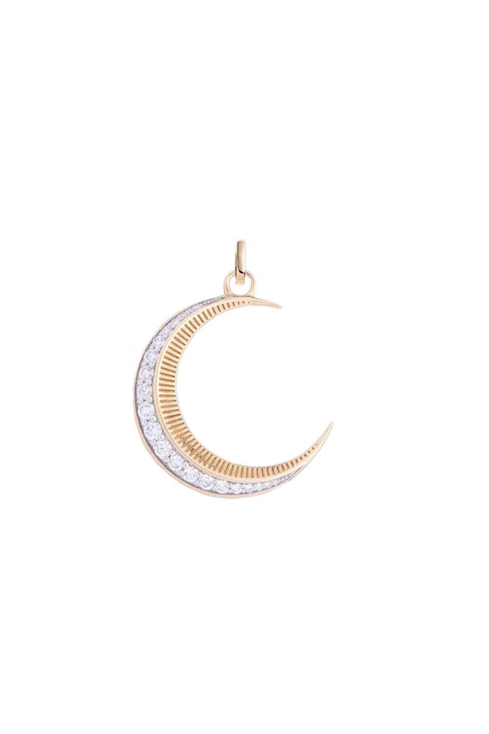 FOUNDRAE-Diamond Crescent Medallion - Karma-YELLOW GOLD