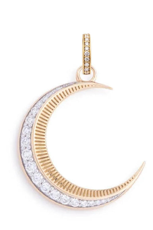Diamond Crescent Medallion-YELLOW GOLD-JEWELRYFINE JEWELPENDANT-FOUNDRAE