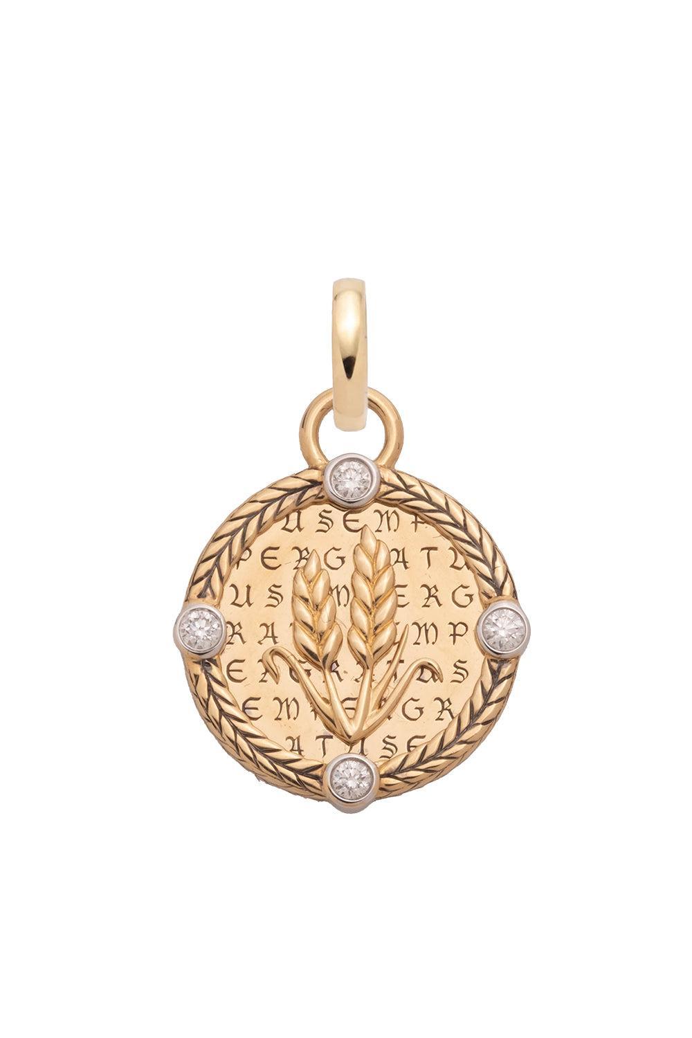 Diamond Infinite Gratitude Braided Wheat Baby Medallion-YELLOW GOLD-JEWELRYFINE JEWELPENDANT-FOUNDRAE