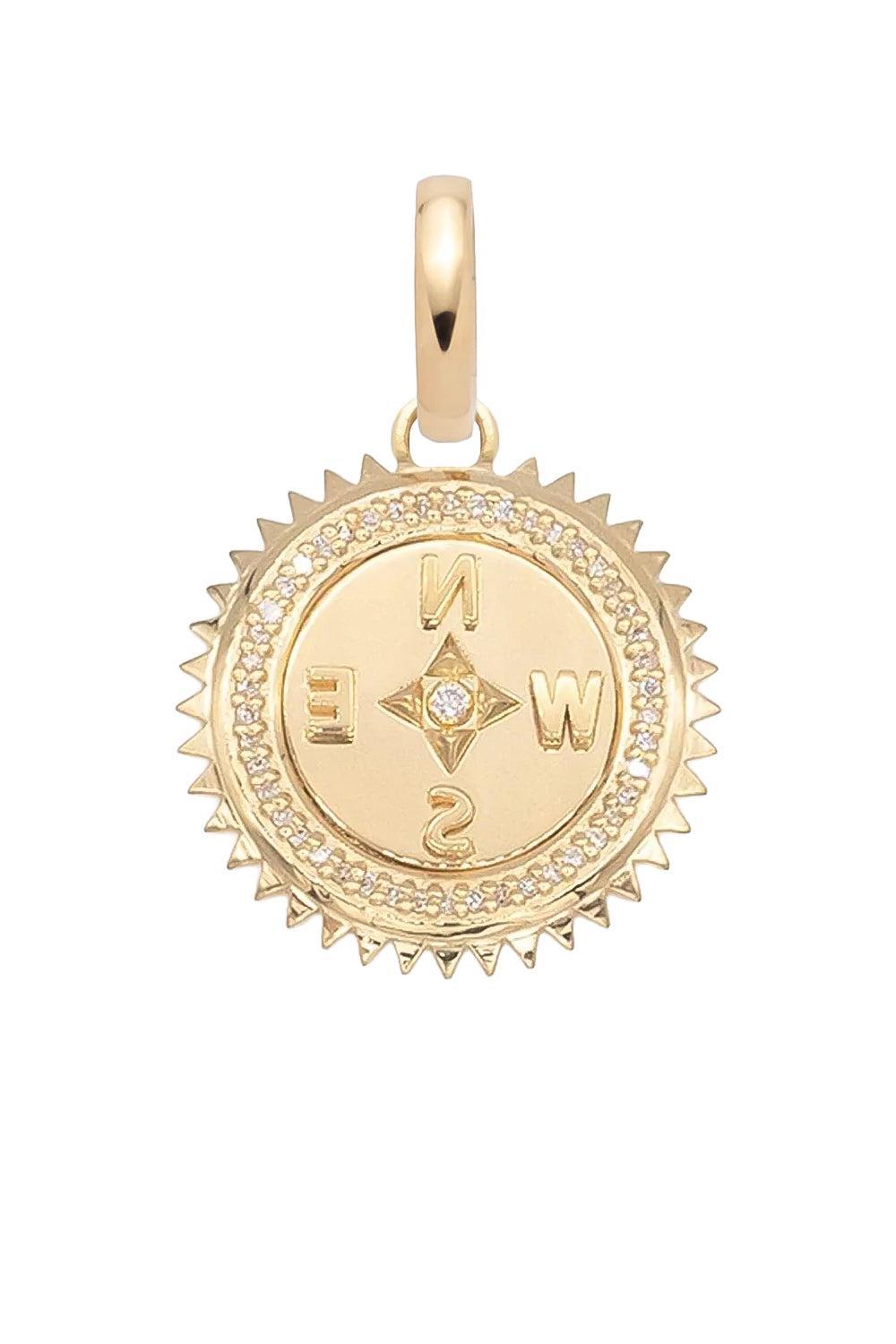 Diamond Internal Baby Compass Medallion-YELLOW GOLD-JEWELRYFINE JEWELPENDANT-FOUNDRAE