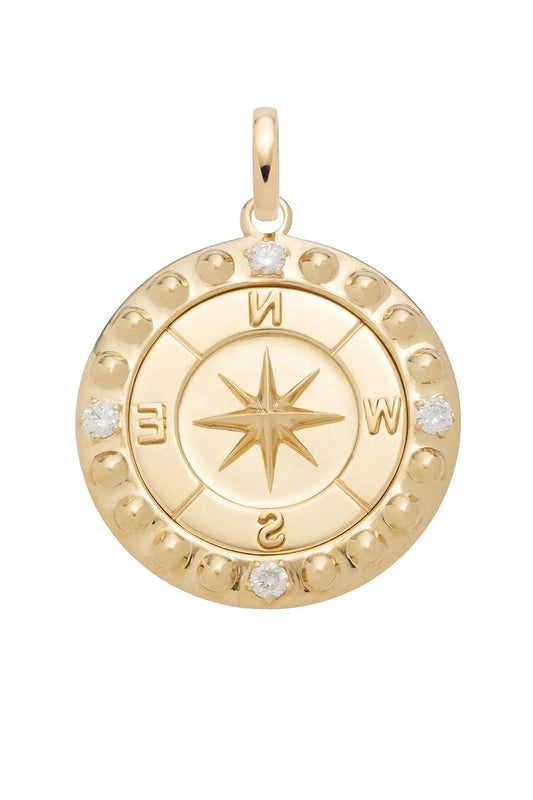 Diamond Internal Compass Large Medallion-YELLOW GOLD-JEWELRYFINE JEWELPENDANT-FOUNDRAE