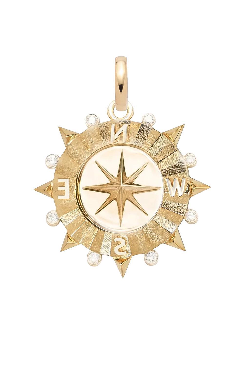 Diamond Internal Compass Medium Medallion-YELLOW GOLD-JEWELRYFINE JEWELPENDANT-FOUNDRAE