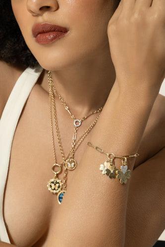 Diamond Pave Medium Four Heart Clover-YELLOW GOLD-JEWELRYFINE JEWELPENDANT-FOUNDRAE