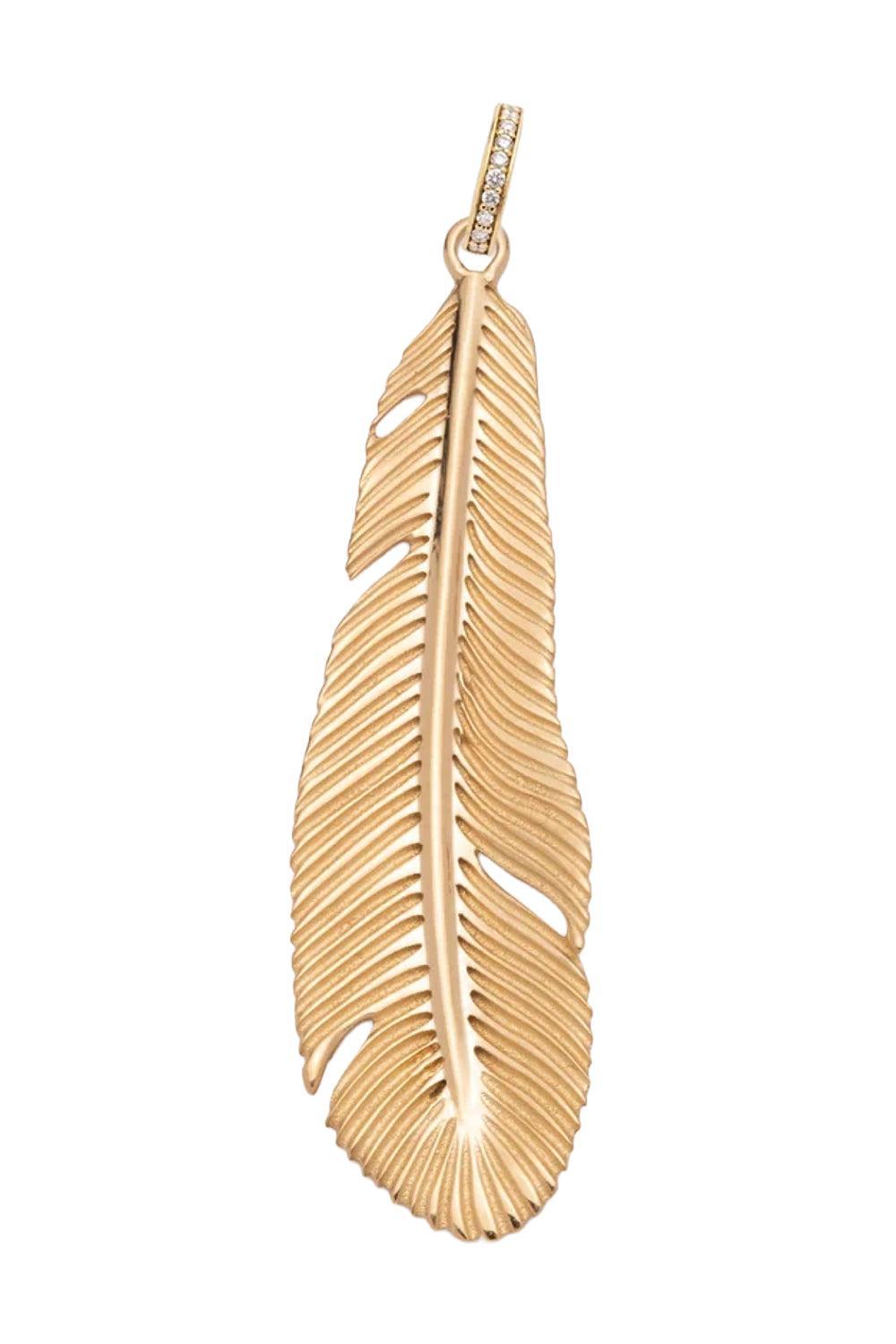 Feather Large Pendant-YELLOW GOLD-JEWELRYFINE JEWELPENDANT-FOUNDRAE