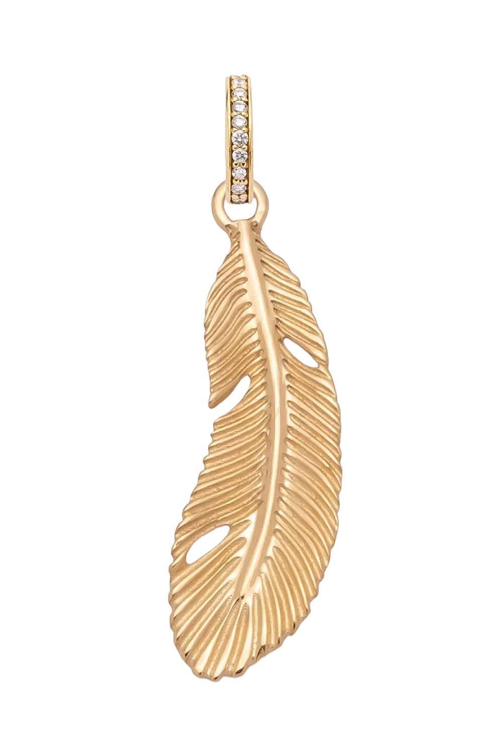 Feather Small Pendant-YELLOW GOLD-JEWELRYFINE JEWELPENDANT-FOUNDRAE