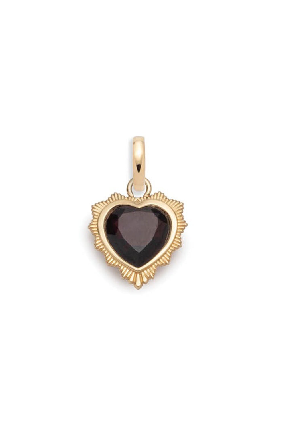FOUNDRAE-Gemstone Heart - Love Garnet Medallion-YELLOW GOLD