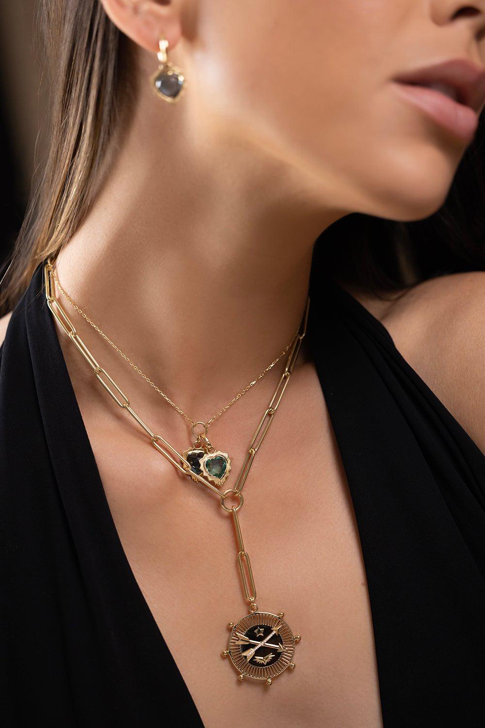 FOUNDRAE-Heart Charm - Green Prasiolite-YELLOW GOLD