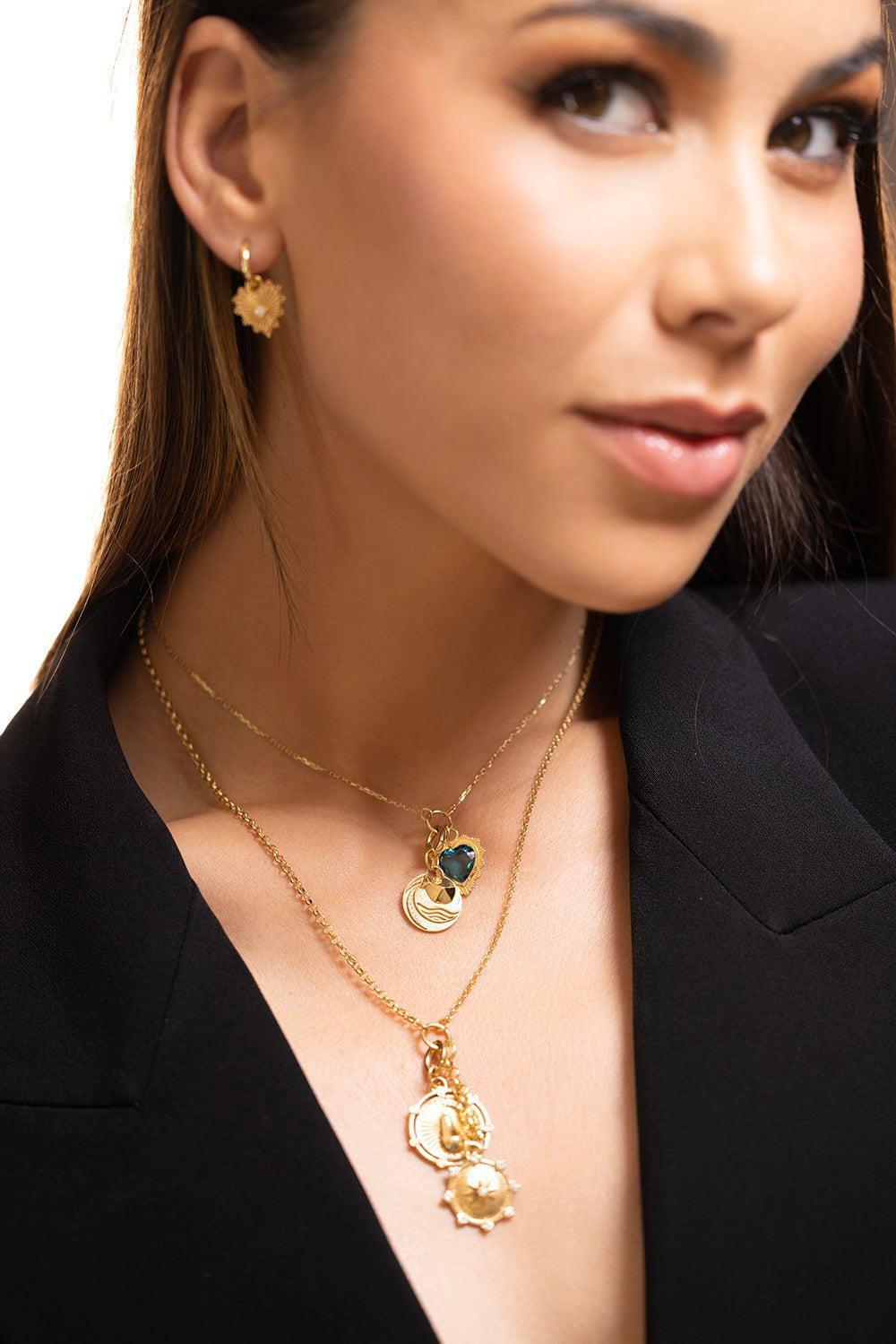 FOUNDRAE-Heart Charm - London Blue Topaz-YELLOW GOLD