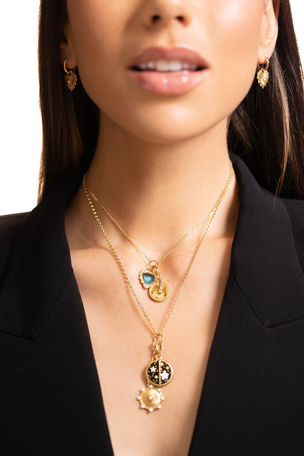 FOUNDRAE-Heart Charm - London Blue Topaz-YELLOW GOLD