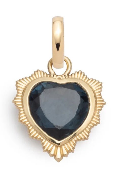 FOUNDRAE-Heart Charm - London Blue Topaz-YELLOW GOLD