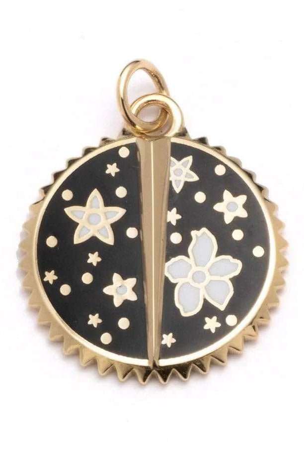 FOUNDRAE-Medium Dark Blossoms Champleves Enamel Pendant-YELLOW GOLD