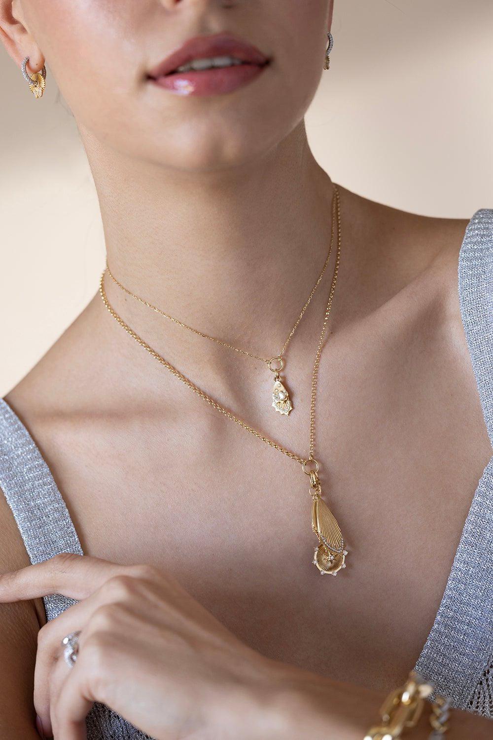 FOUNDRAE-Mini Butterfly Wings Pendant-YELLOW GOLD