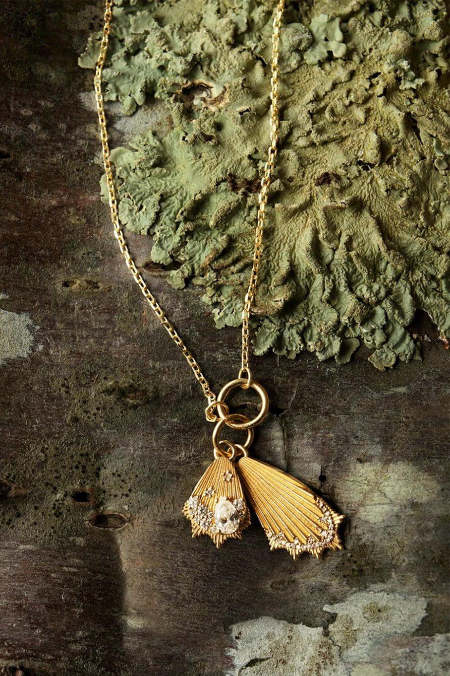 FOUNDRAE-Mini Butterfly Wings Pendant-YELLOW GOLD