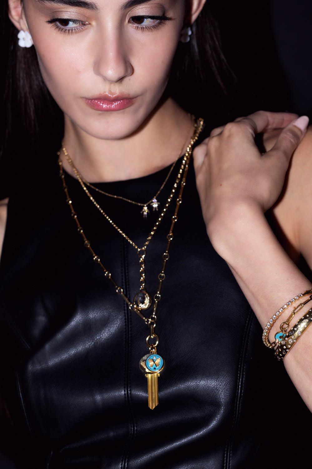FOUNDRAE-Petite Ceramic Medallion - Reverie-YELLOW GOLD