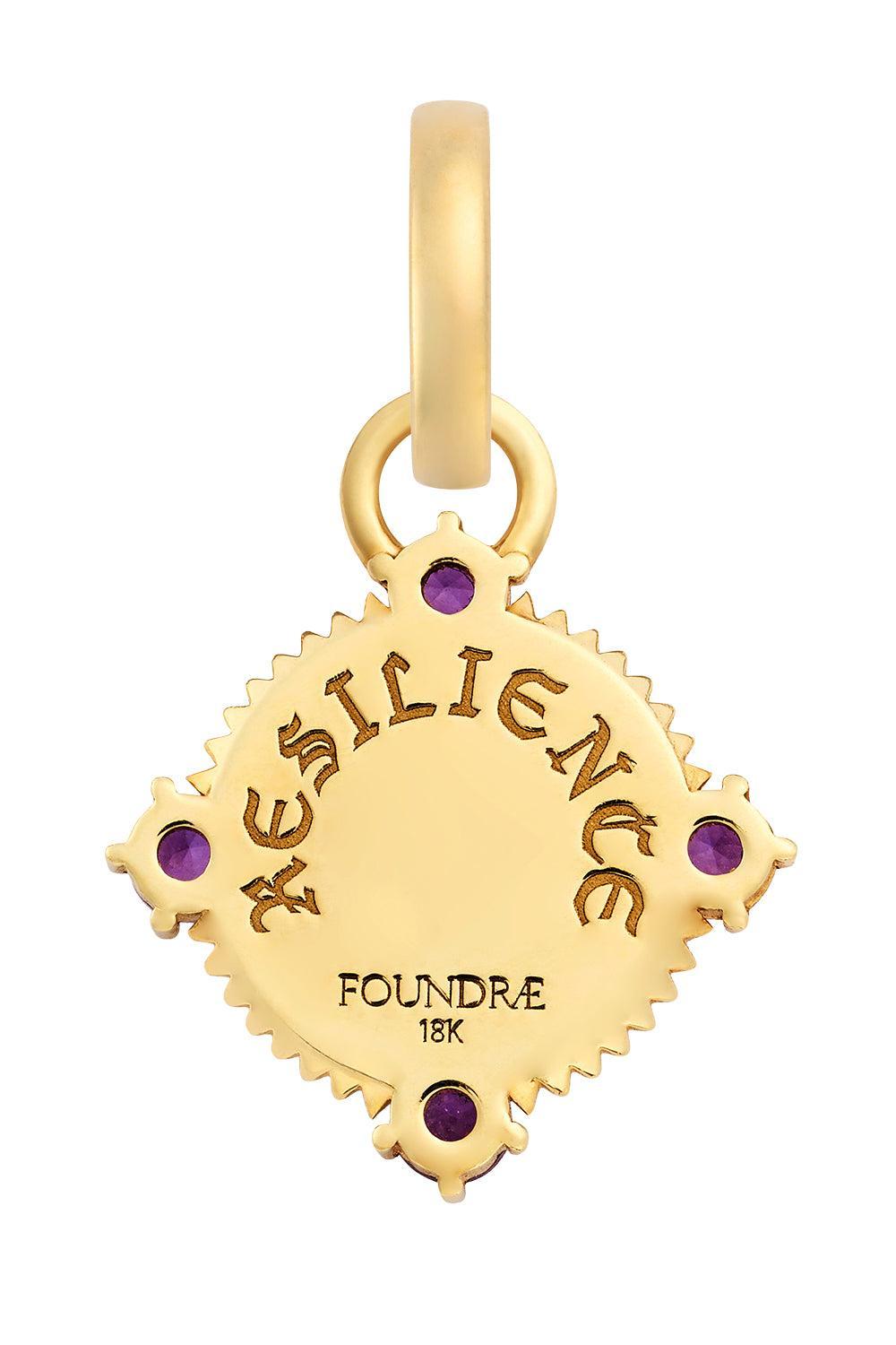 Resilience - Amethyst Miniature Blossoms Gemstone Medallion-YELLOW GOLD-JEWELRYFINE JEWELPENDANT-FOUNDRAE