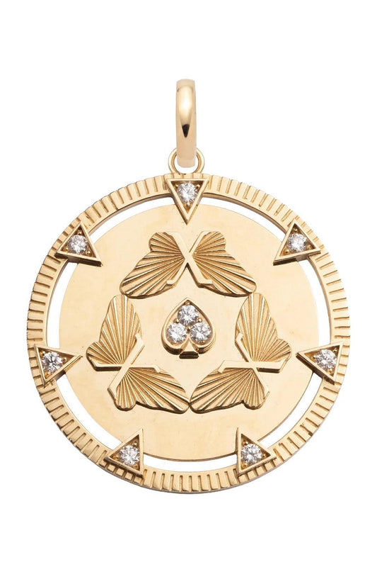 Reverie Butterfly Triskele Exuberant Medallion-YELLOW GOLD-JEWELRYFINE JEWELPENDANT-FOUNDRAE