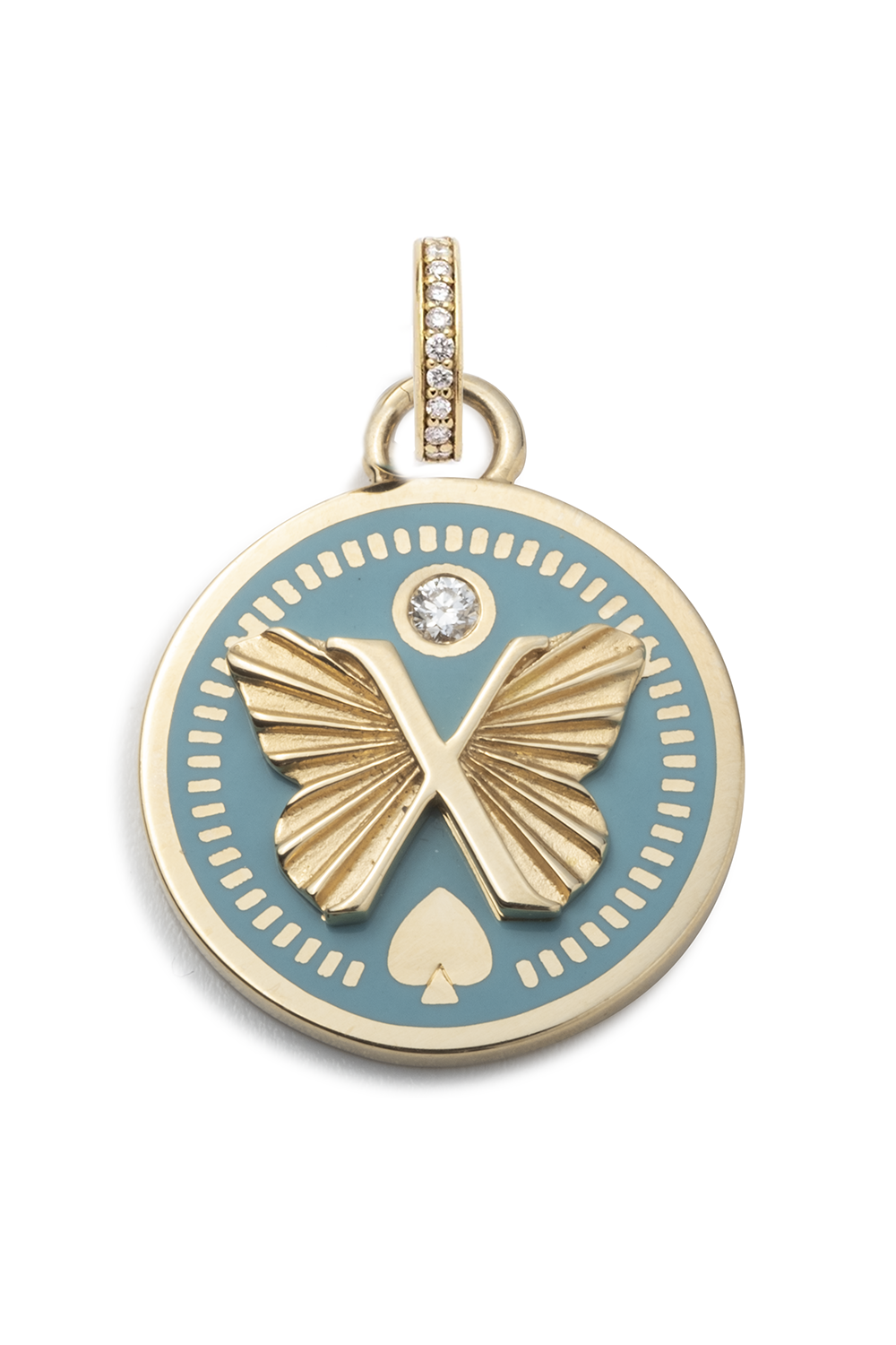 Reverie - Petite Ceramic Annex Link Medallion-YELLOW GOLD-JEWELRYFINE JEWELPENDANT-FOUNDRAE