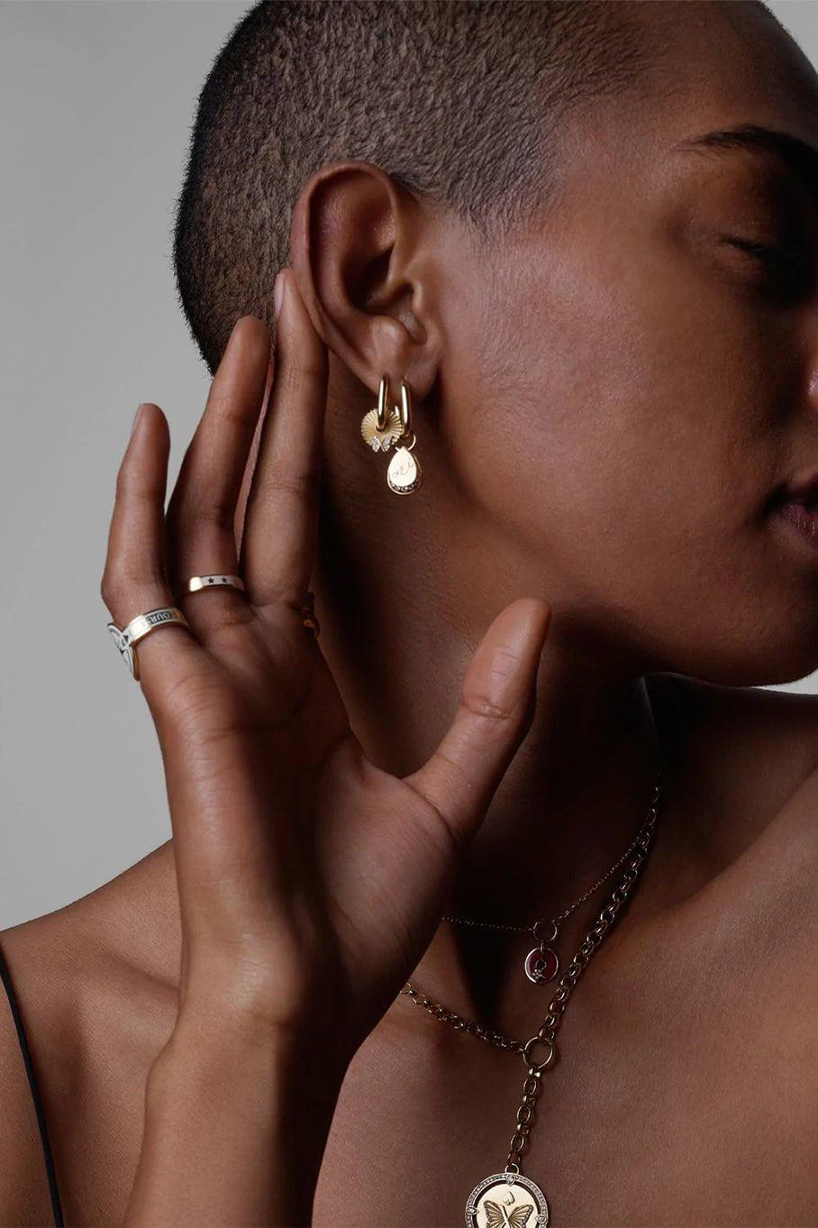 FOUNDRAE-Reversible Butterfly Gold Disk-YELLOW GOLD