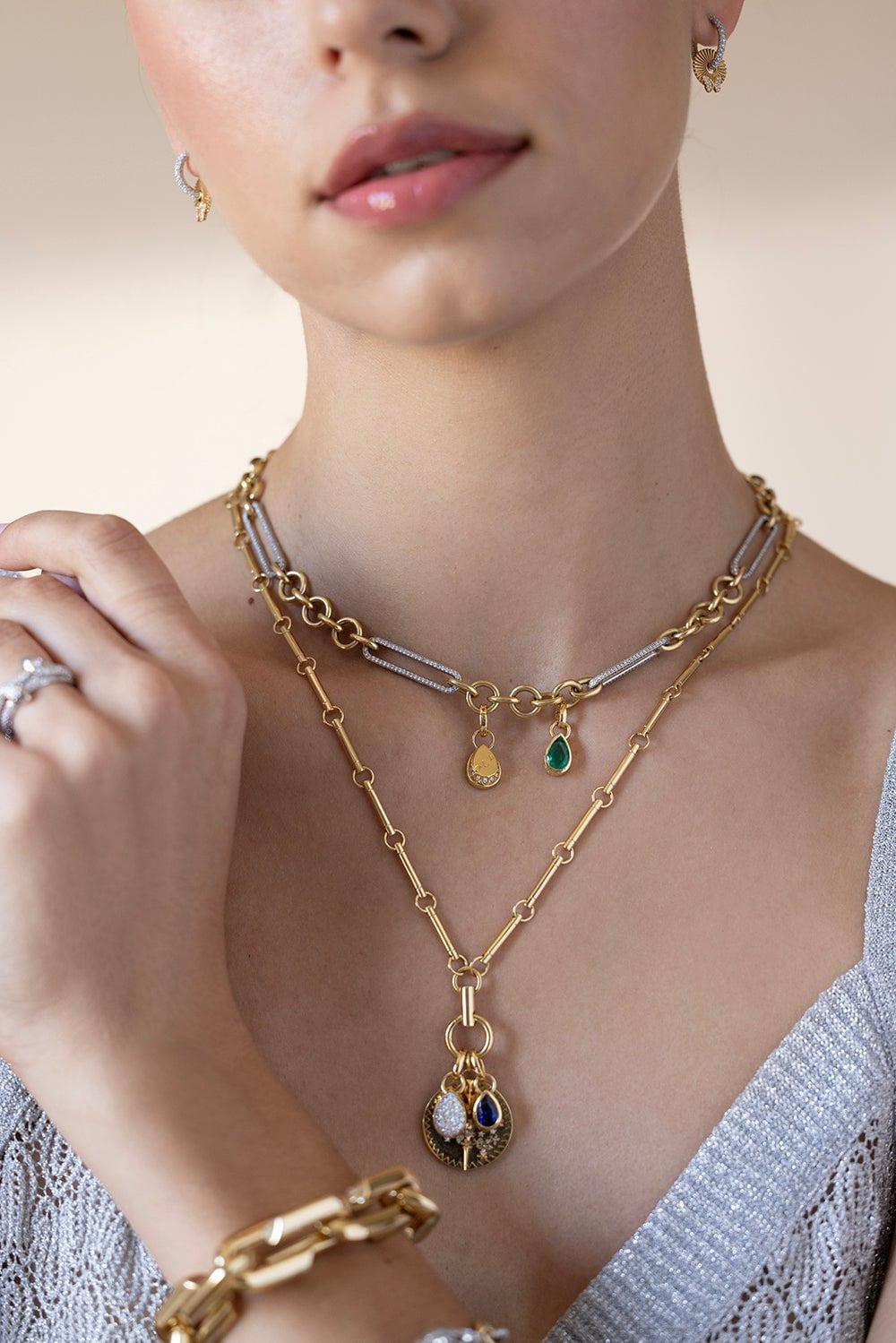 FOUNDRAE-Small Pave Pear Pendant-YELLOW GOLD
