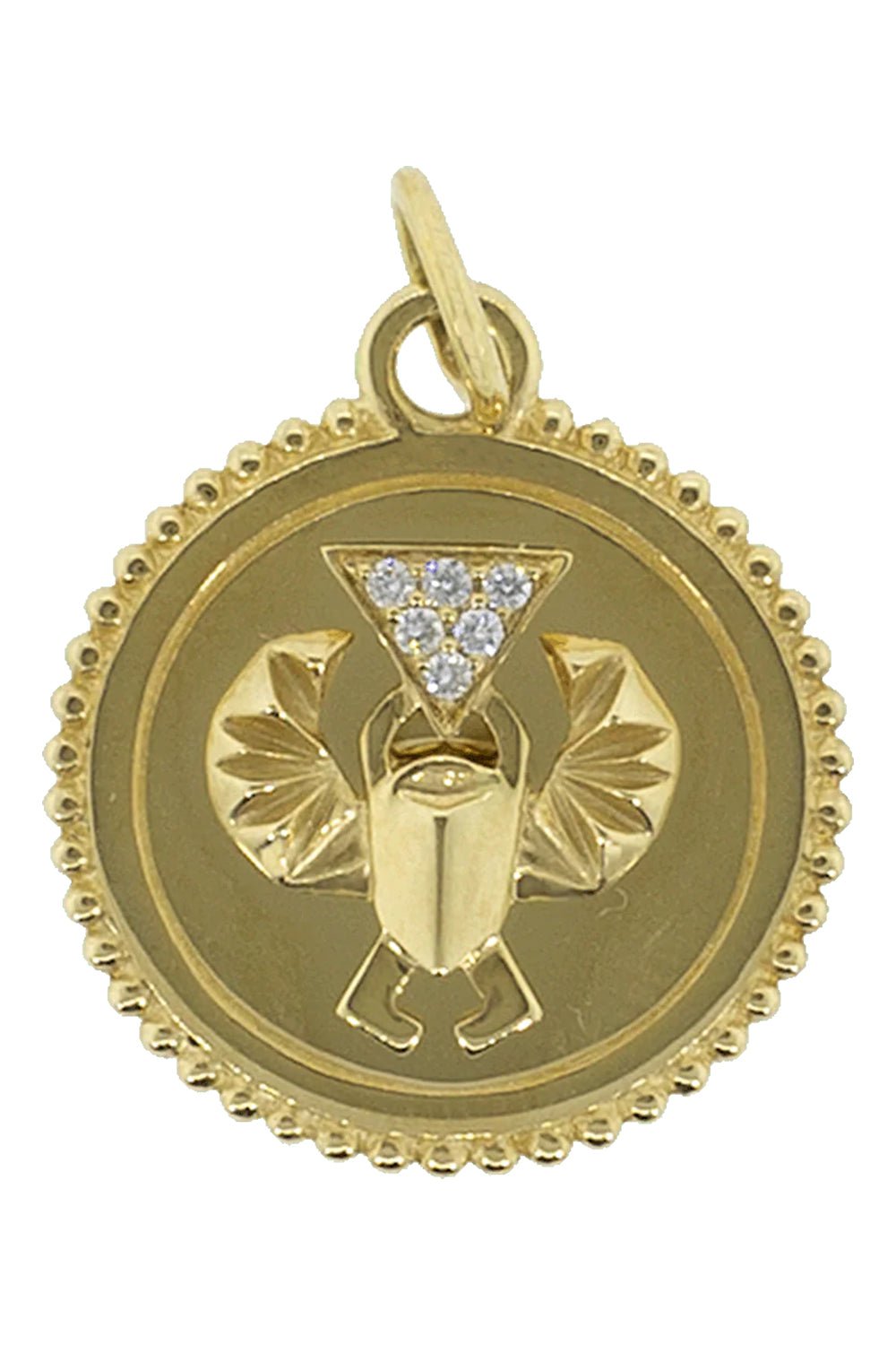 FOUNDRAE-Small Protection Medallion Diamond Pendant-YELLOW GOLD