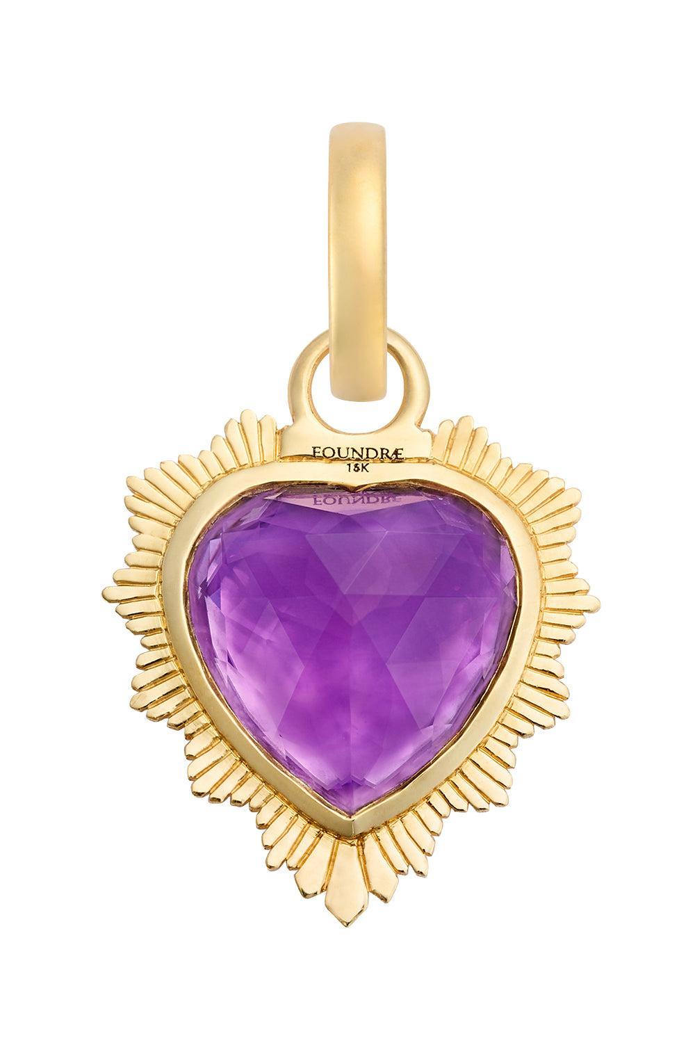 True Love - Amethyst Gemstone Heart Medallion-YELLOW GOLD-JEWELRYFINE JEWELPENDANT-FOUNDRAE