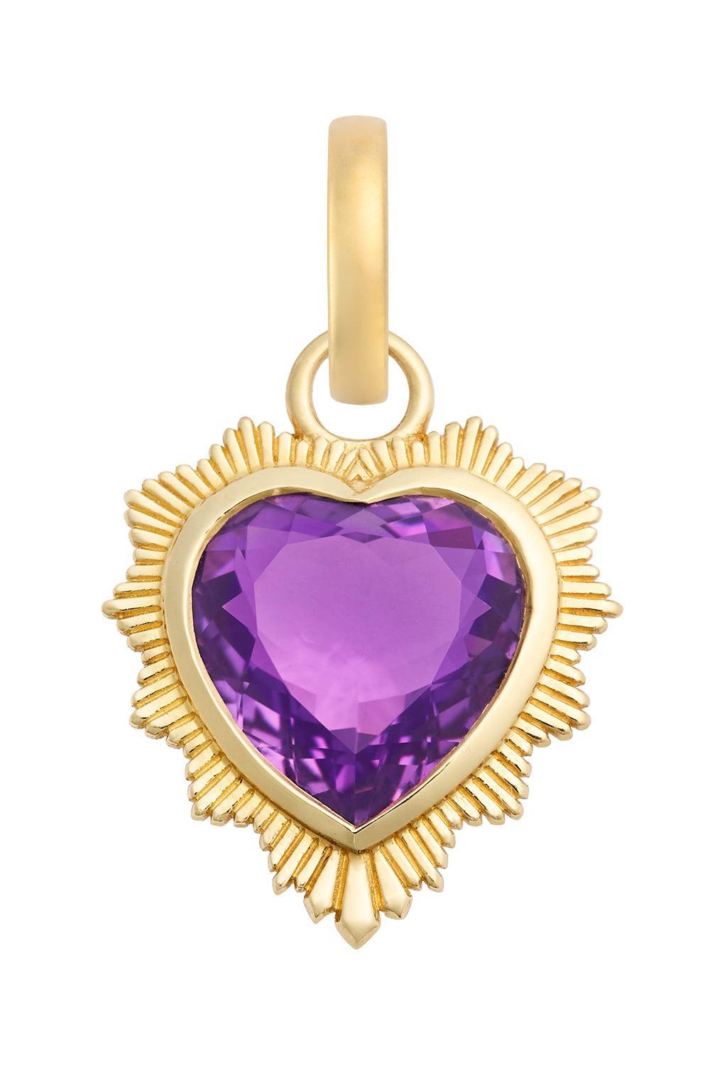 True Love - Amethyst Gemstone Heart Medallion-YELLOW GOLD-JEWELRYFINE JEWELPENDANT-FOUNDRAE