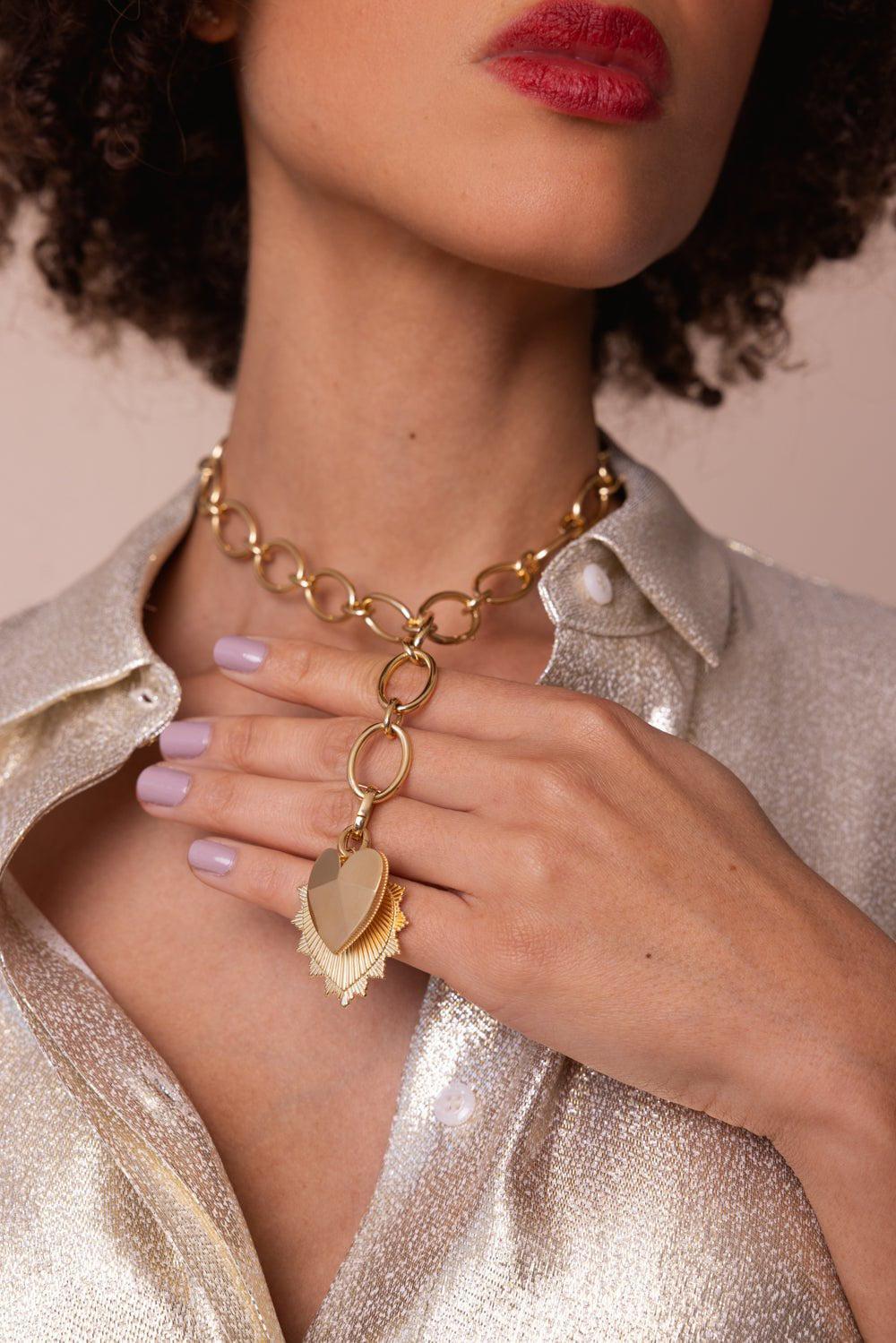 FOUNDRAE-True Love - Facets of Love Pendant-YELLOW GOLD