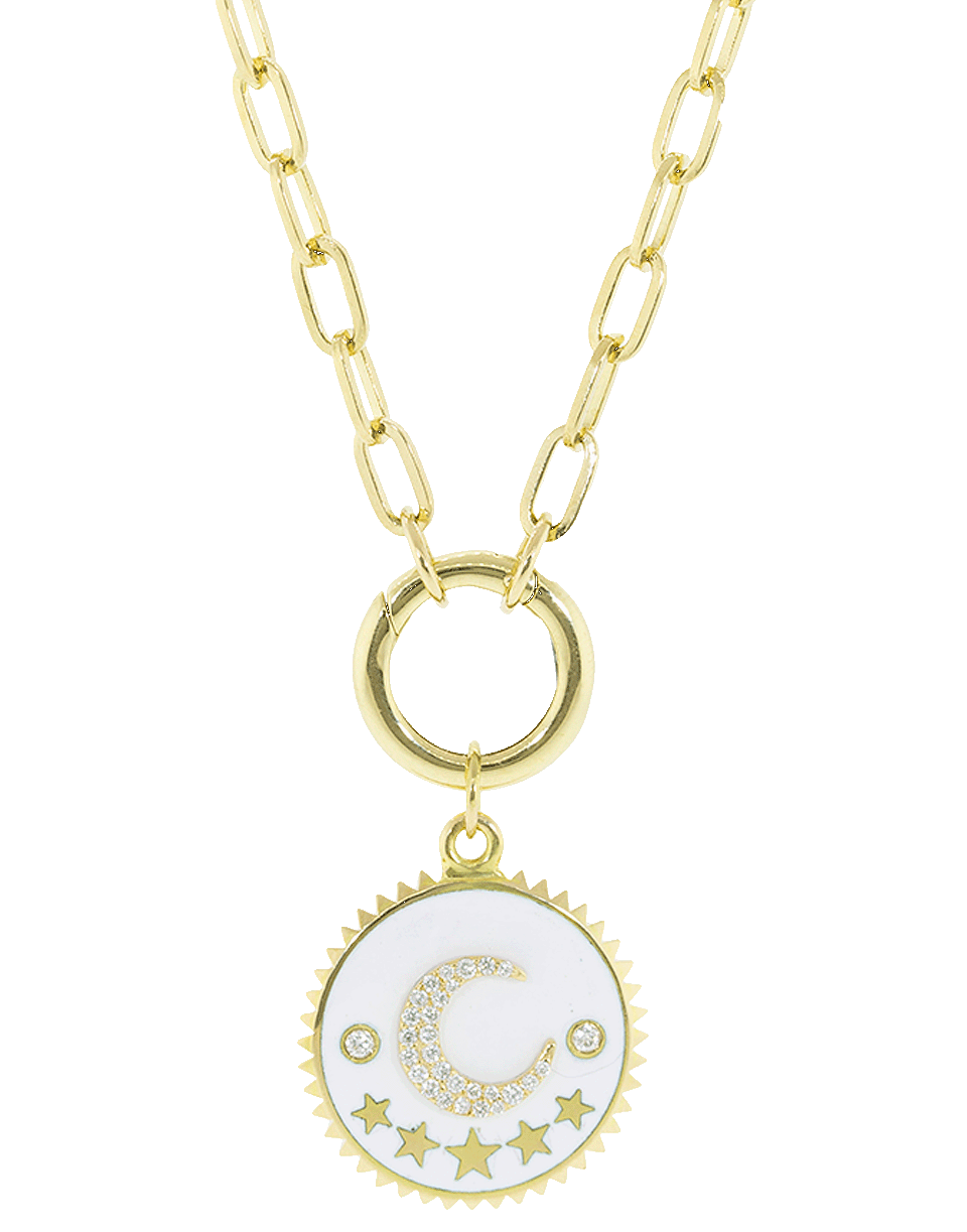 FOUNDRAE-White Crescent Pendant-YELLOW GOLD