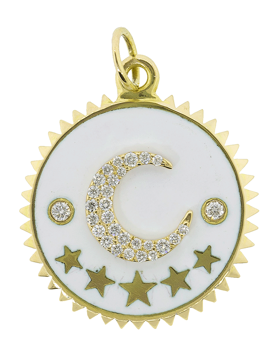 FOUNDRAE-White Crescent Pendant-YELLOW GOLD