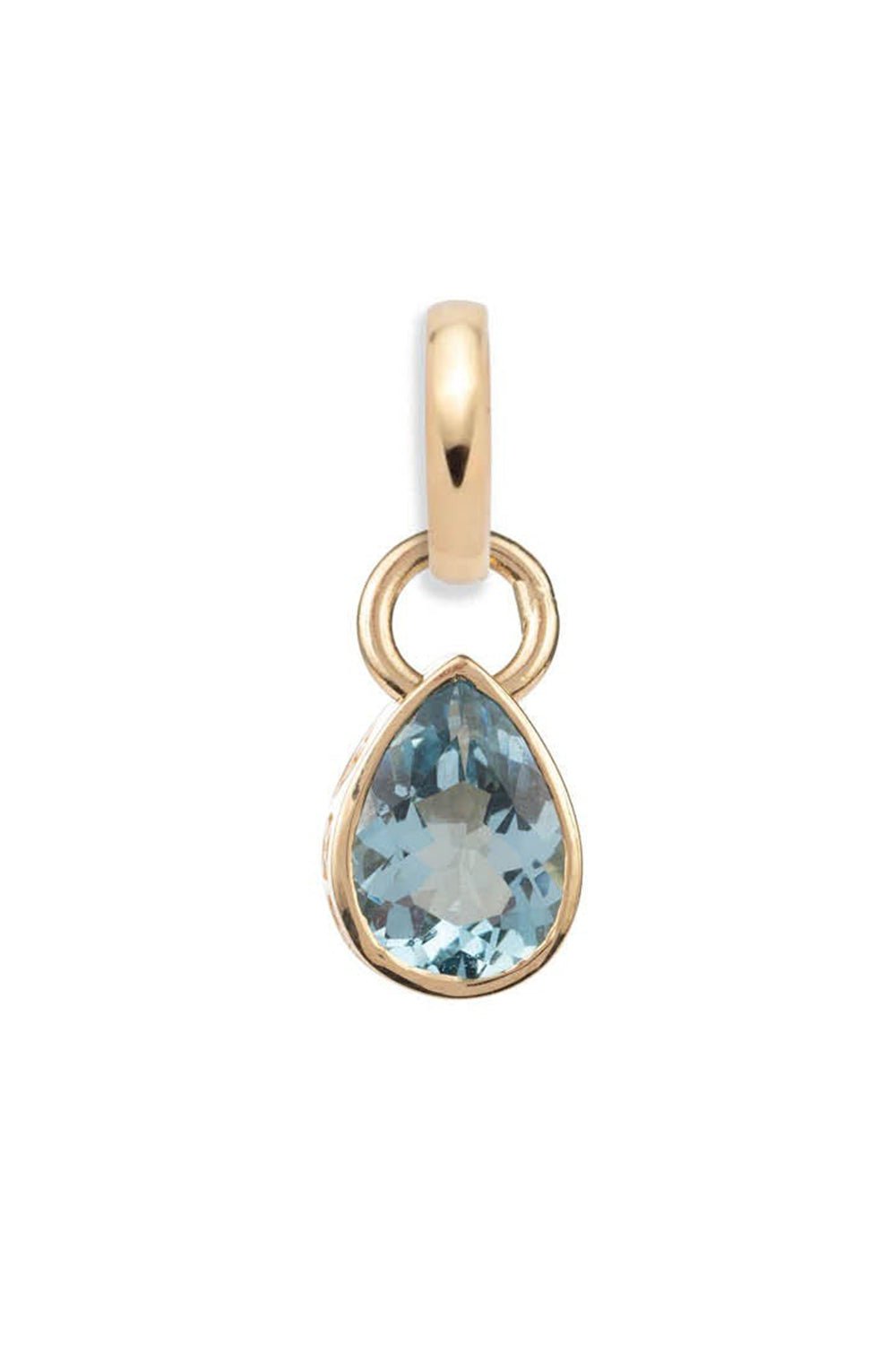 FOUNDRAE-Small Forever And Always A Pair Aquamarine Pear Pendant - Love-YELLOW GOLD
