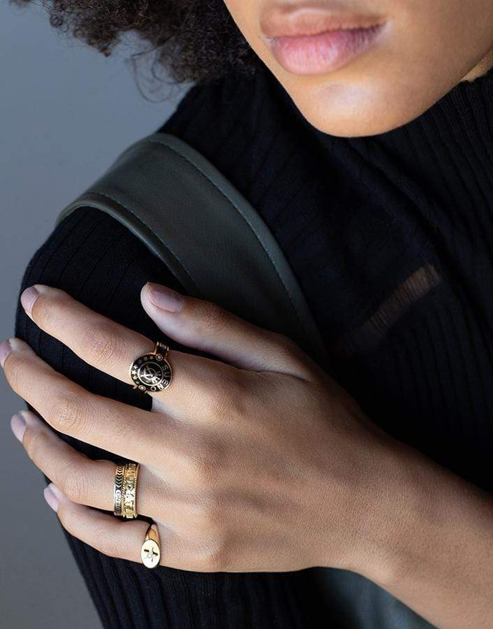 FOUNDRAE-Diamond Star Baby Signet Ring-YELLOW GOLD