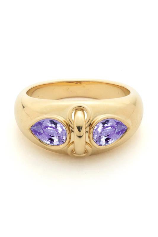 FOUNDRAE-Lilac Sapphire Forever And Always A Pair - Love Ring-YELLOW GOLD