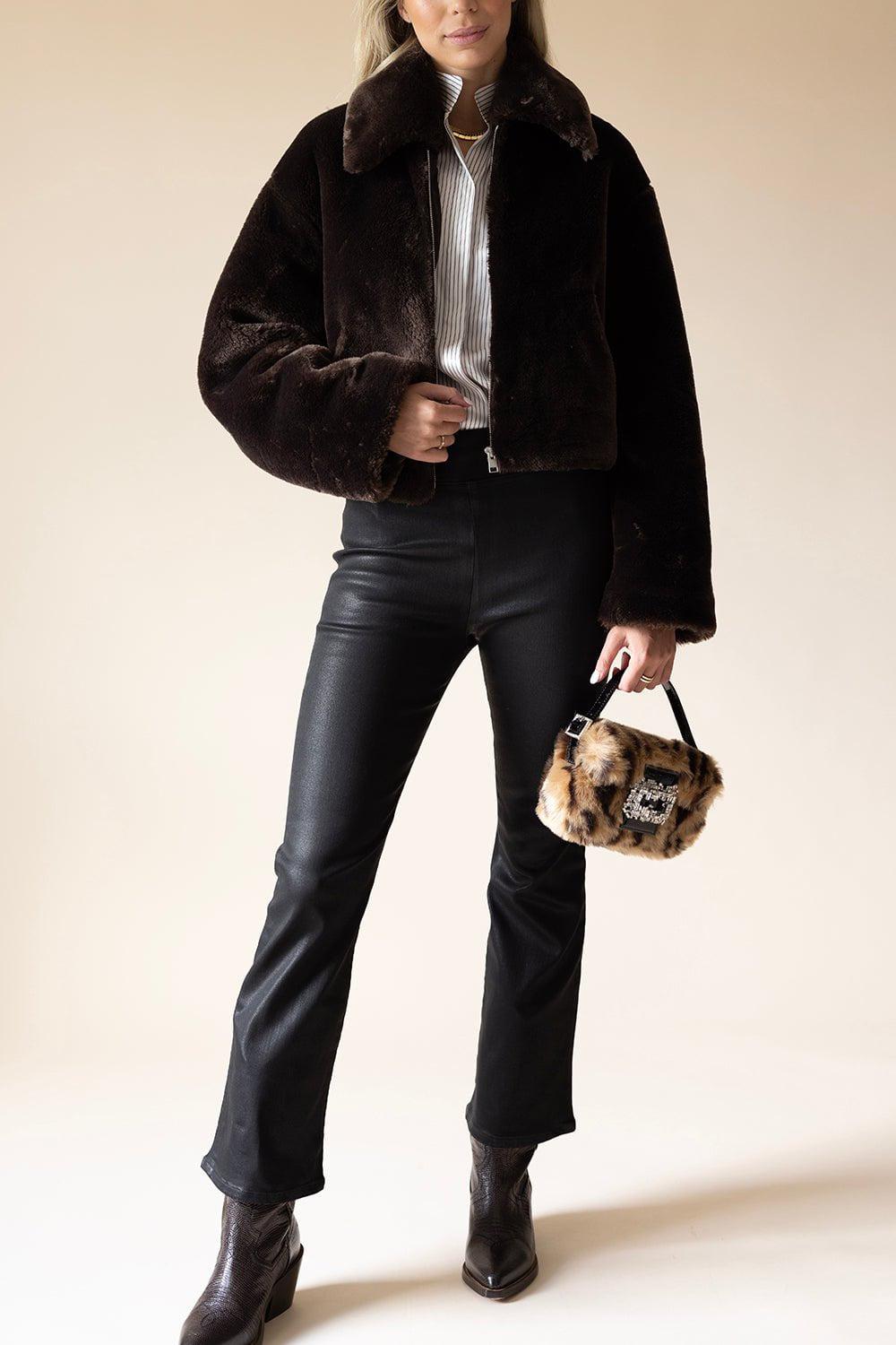 FRAME DENIM-Faux Fur Zip Up Jacket-