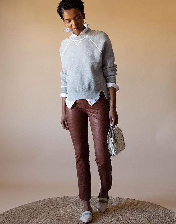 FRAME DENIM-Redwood Croc Le Sylvie Leather Pant-