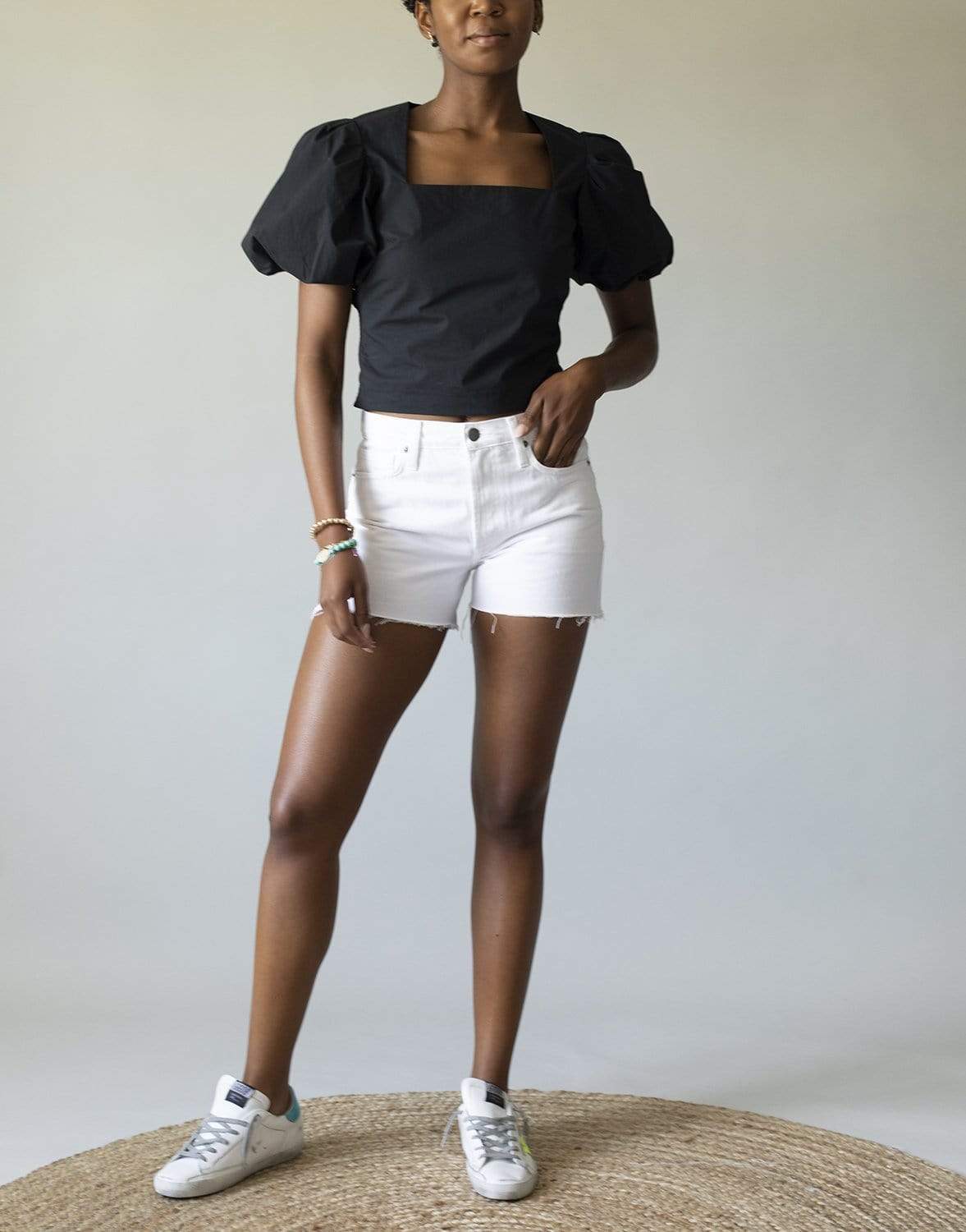 FRAME DENIM-Noir Nina Cropped Blouse-